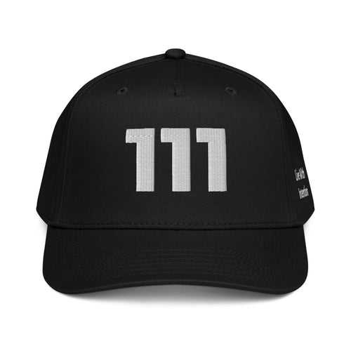 Angel Number 111 5 Panel Cap, Black, front