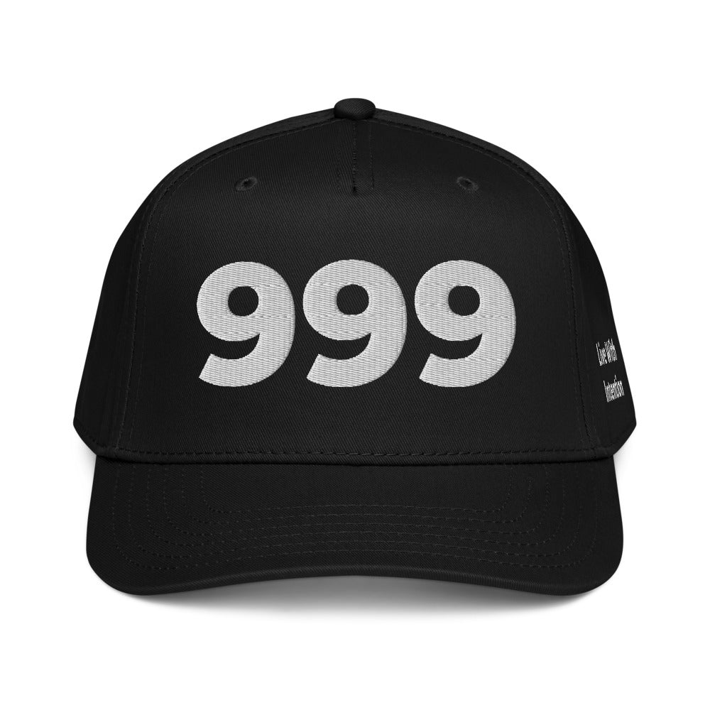 Angel Number 999 5 Panel Cap, Black, front