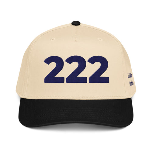 Angel Number 222 5 Panel Cap, Black/Natural, front