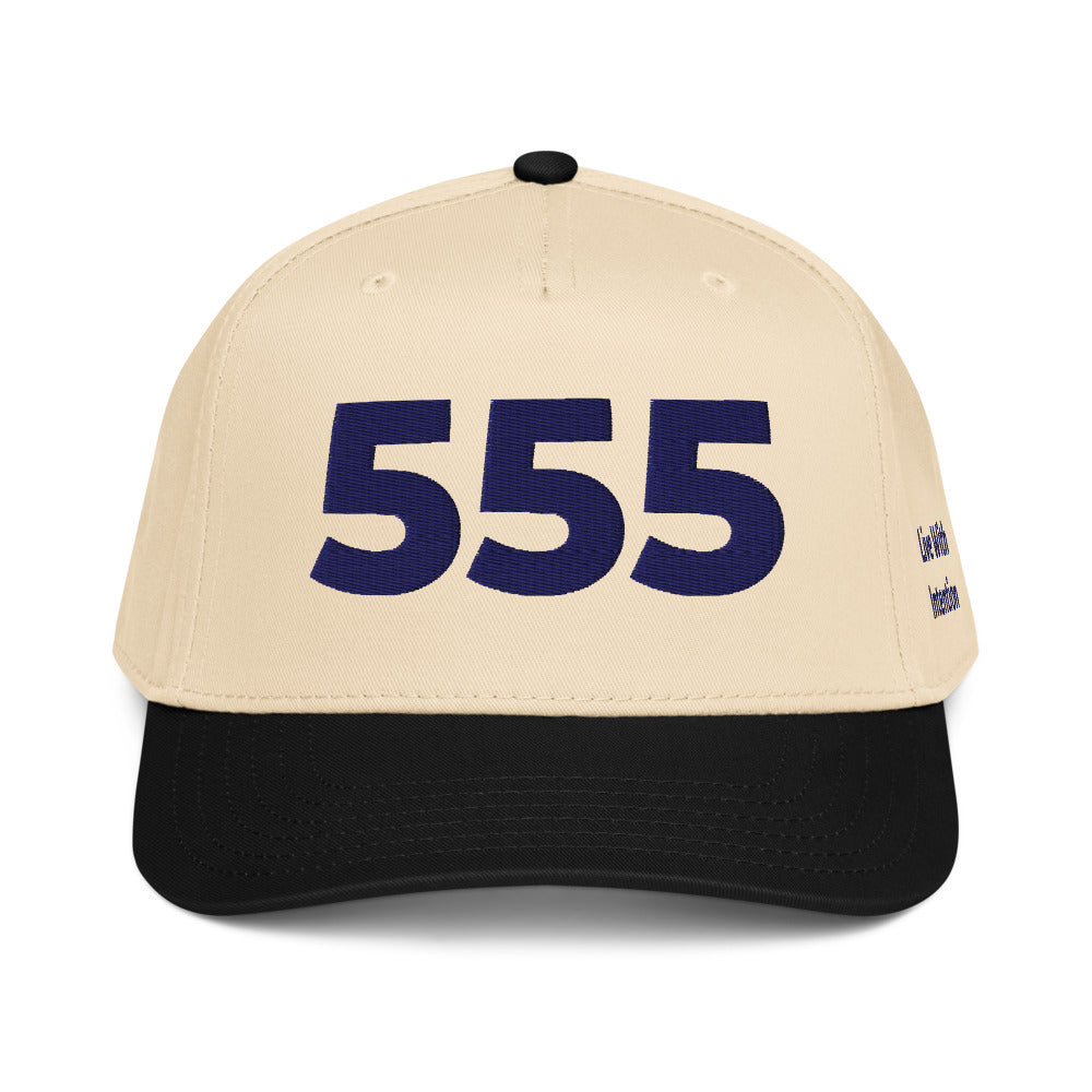Angel Number 555 5 Panel Cap, Black/Natural, front