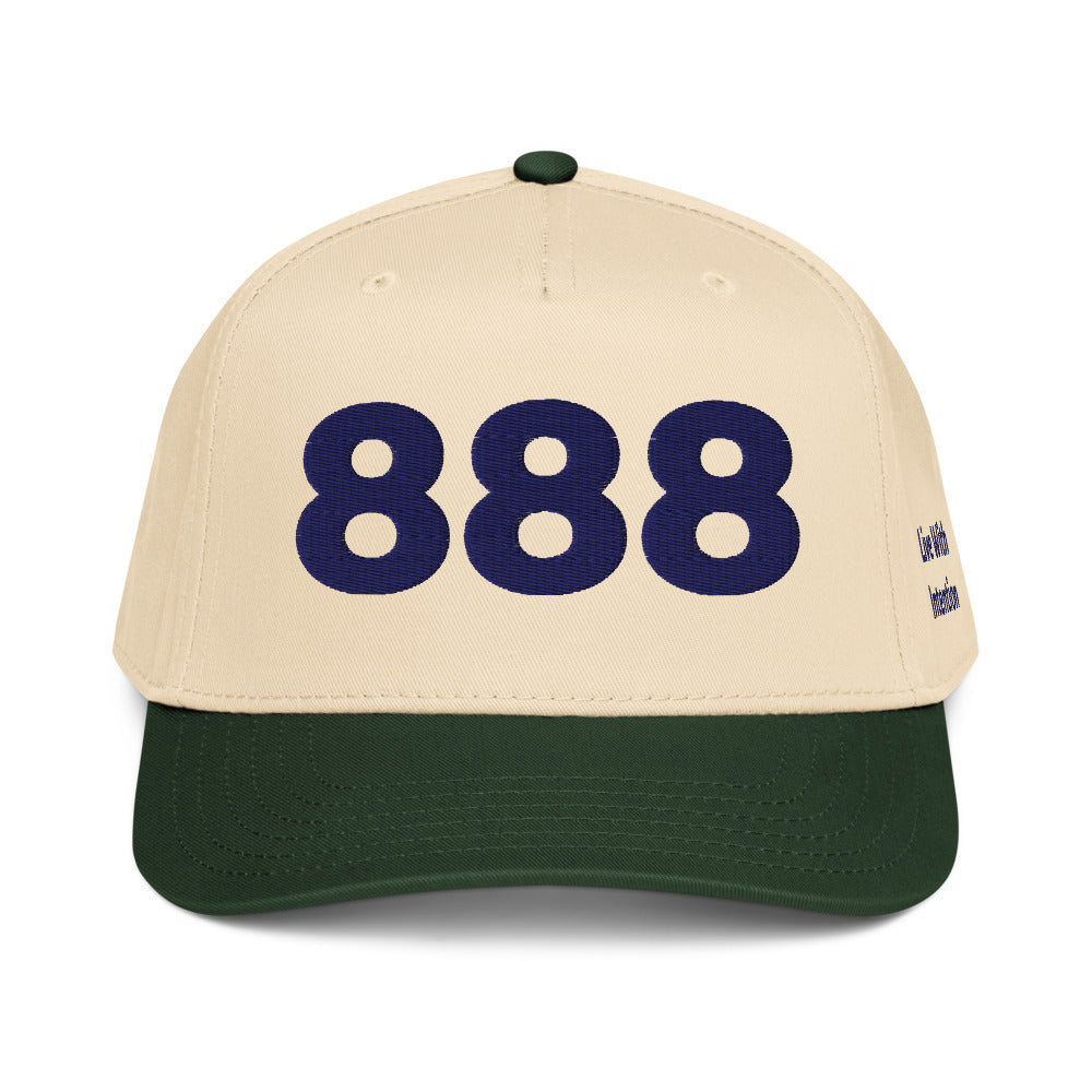 Angel Number 888 5 Panel Cap, Dark Green/Natural, front