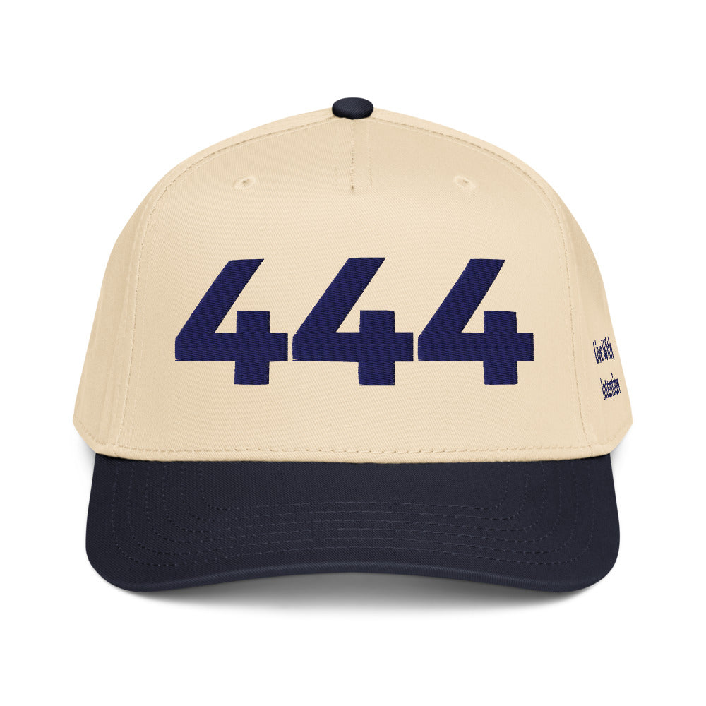 Angel Number 444 5 Panel Cap, Navy/Natural, front
