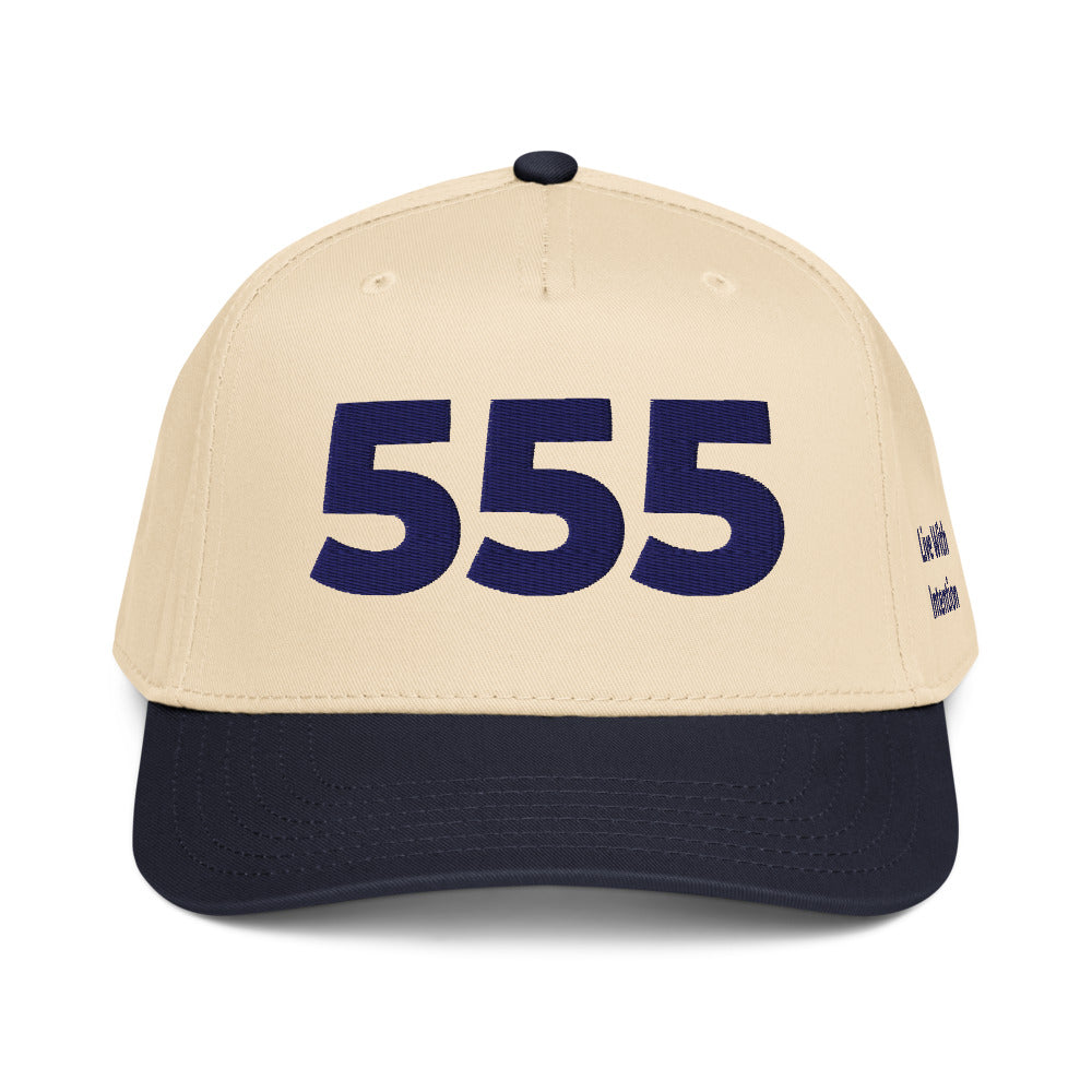 Angel Number 555 5 Panel Cap, Navy/Natural, front