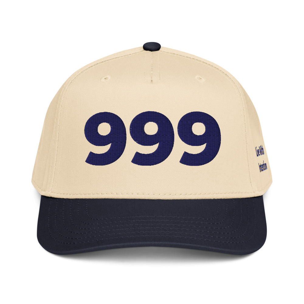 Angel Number 999 5 Panel Cap, Navy/Natural, front