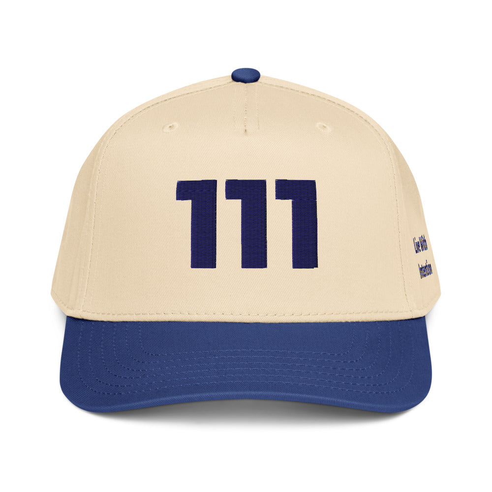 Angel Number 111 5 Panel Cap, Royal/Natural, front