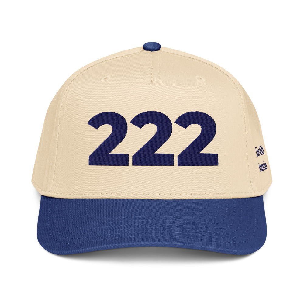 Angel Number 222 5 Panel Cap, Royal/Natural, front