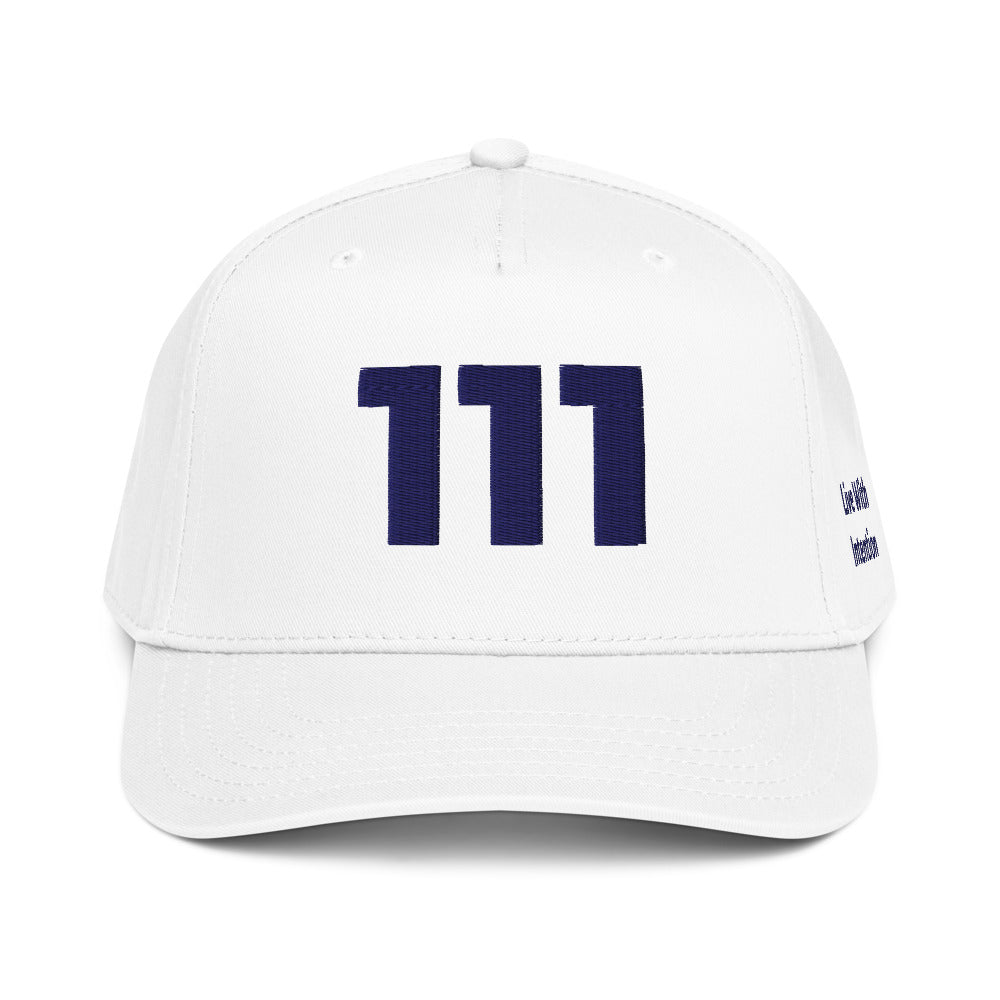 Angel Number 111 5 Panel Cap, White, front