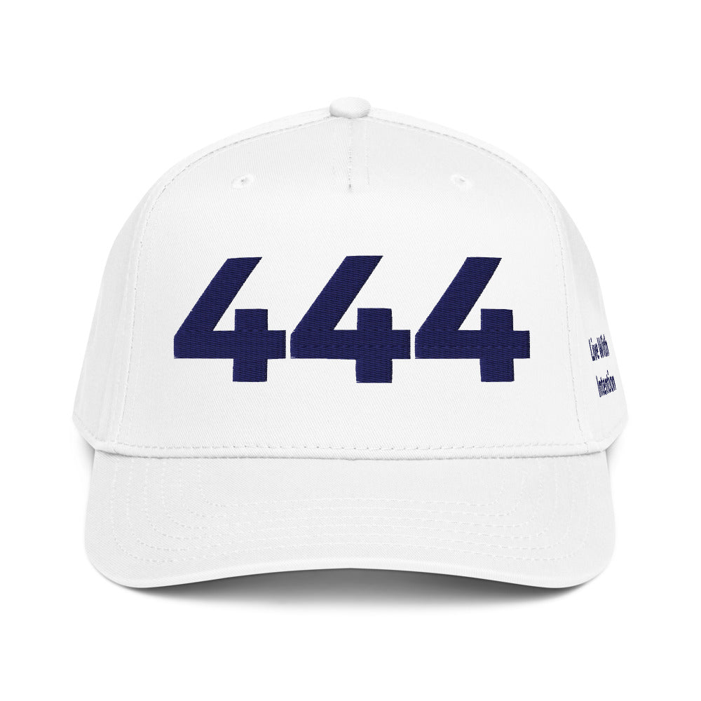Angel Number 444 5 Panel Cap, White, front