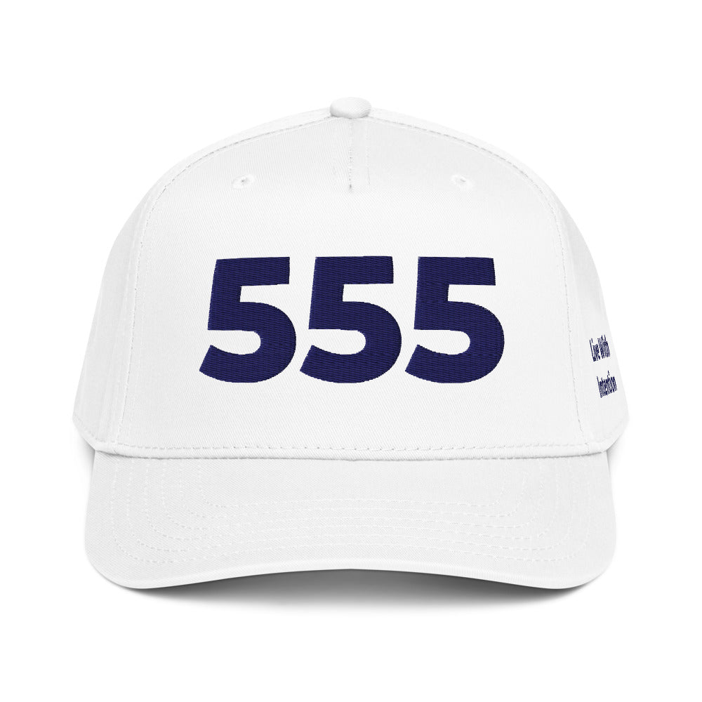 Angel Number 555 5 Panel Cap, White, front