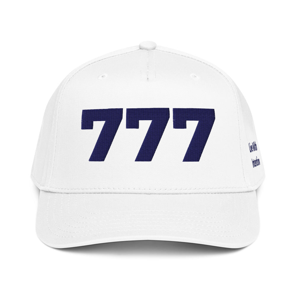 Angel Number 777 5 Panel Cap, White, front