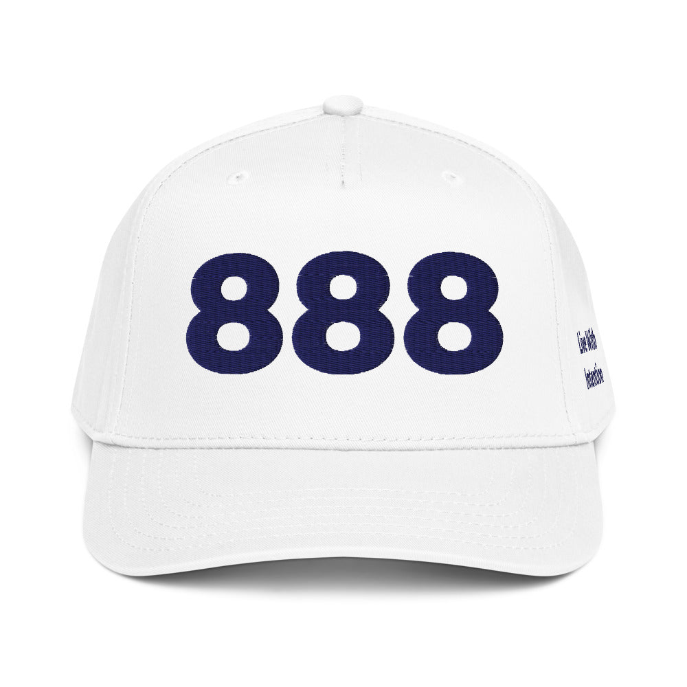Angel Number 888 5 Panel Cap, White, front