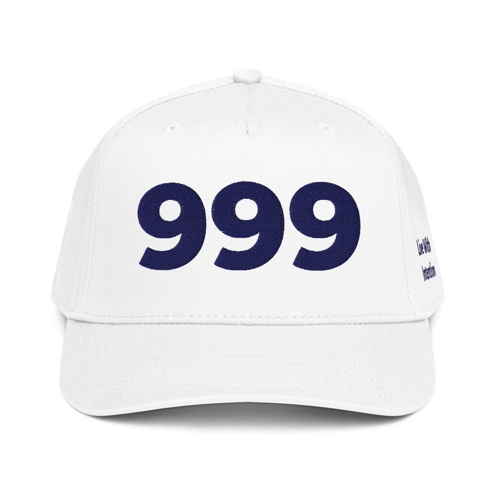 Angel Number 999 5 Panel Cap, White, front