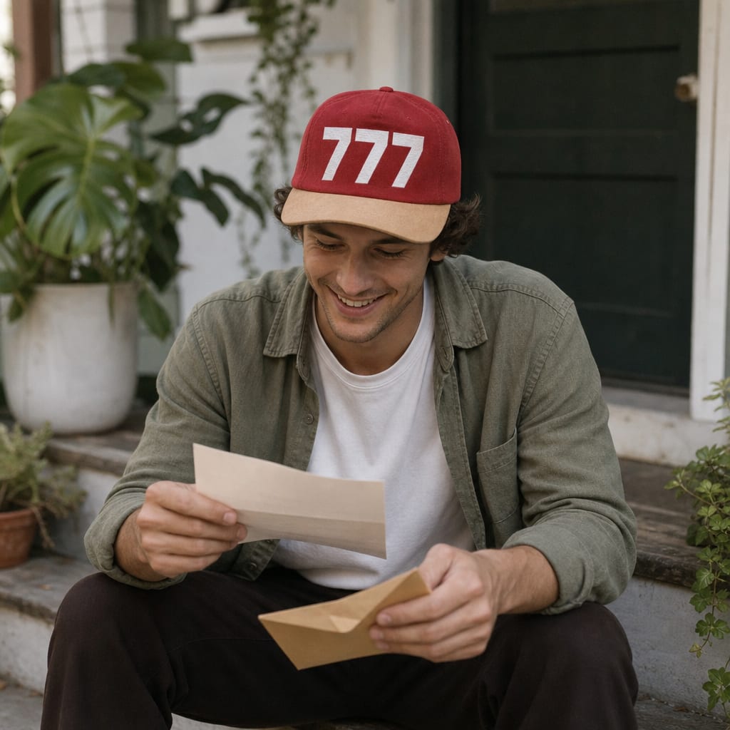 Angel Number 777 5 Panel Cap, lifestyle