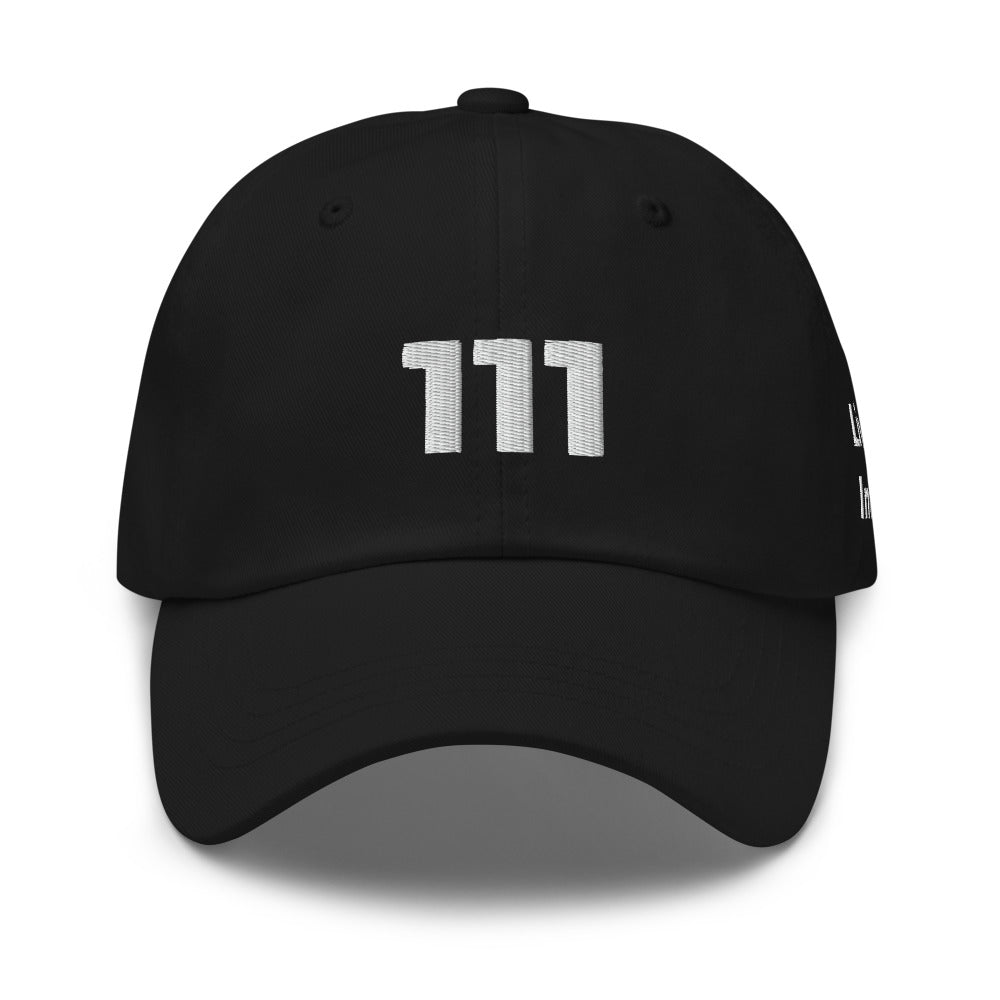 Angel Number 111 Dad Hat, Black, front