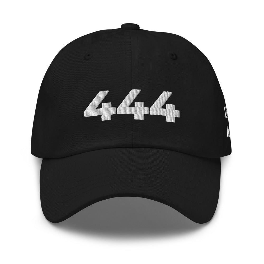 Angel Number 444 Dad Hat, Black, front