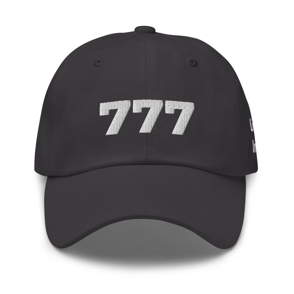 Angel Number 777 Dad Hat, Dark Grey, front