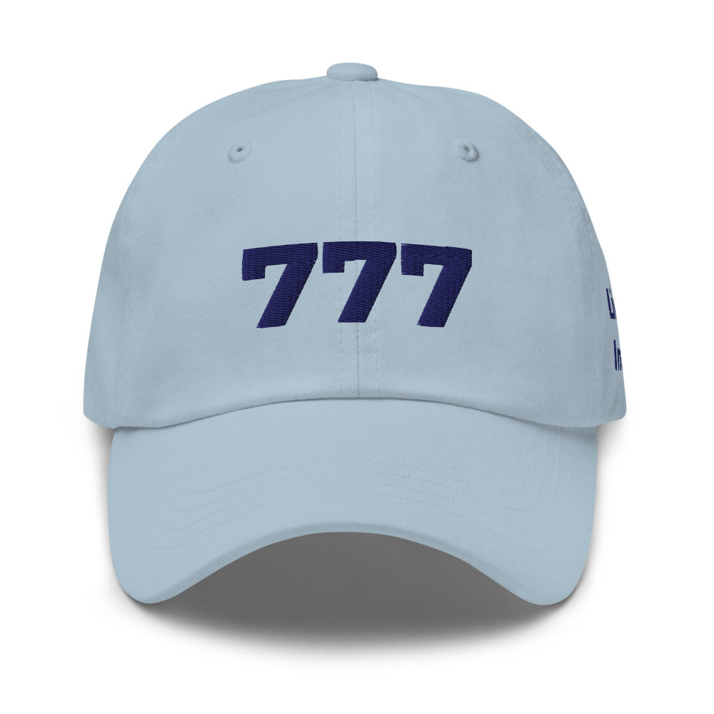 Angel Number 777 Dad Hat, Light Blue, front