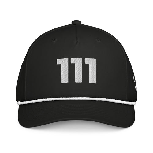 Angel Number 111 Classic Rope Cap, Black/White, front