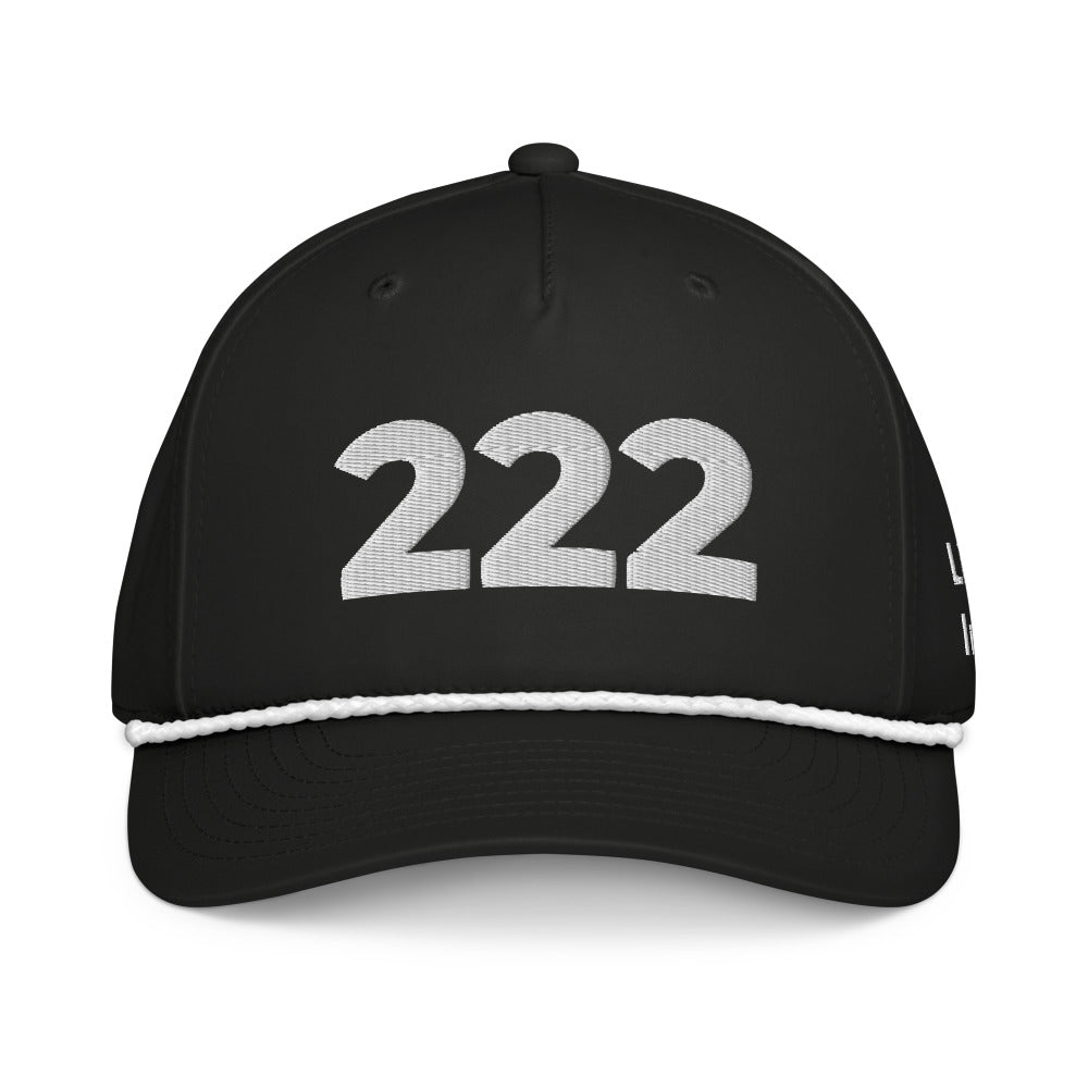 Angel Number 222 Classic Rope Cap, Black/White, front
