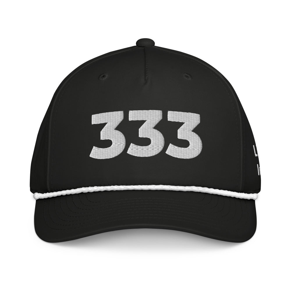 Angel Number 333 Classic Rope Cap, Black/White, front