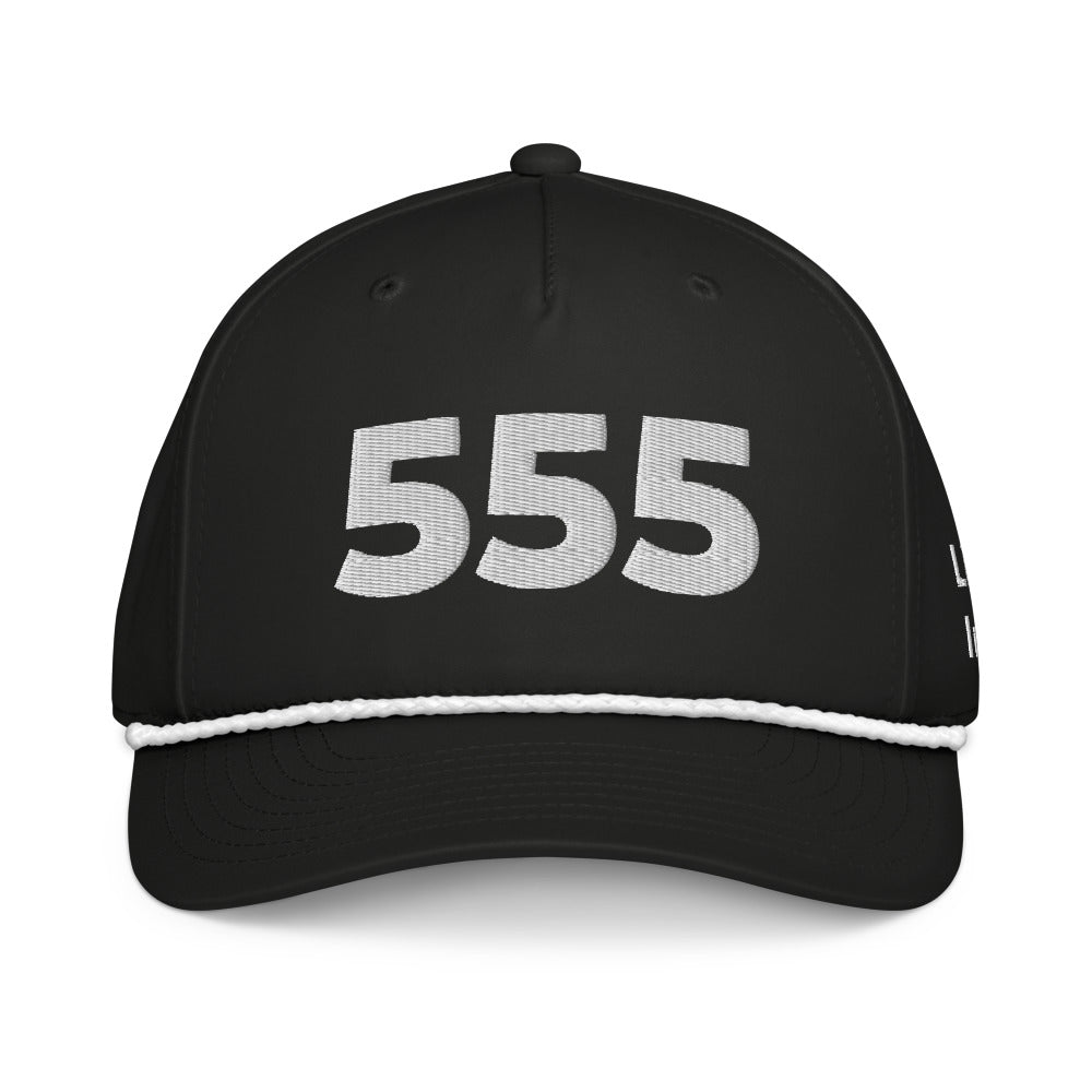 Angel Number 555 Classic Rope Cap, Black/White, front