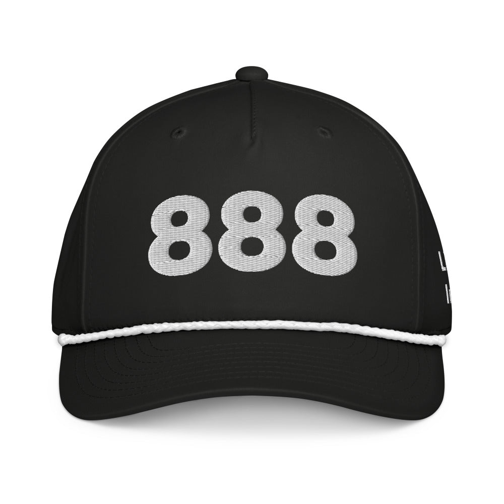 Angel Number 888 Classic Rope Cap, Black/White, front