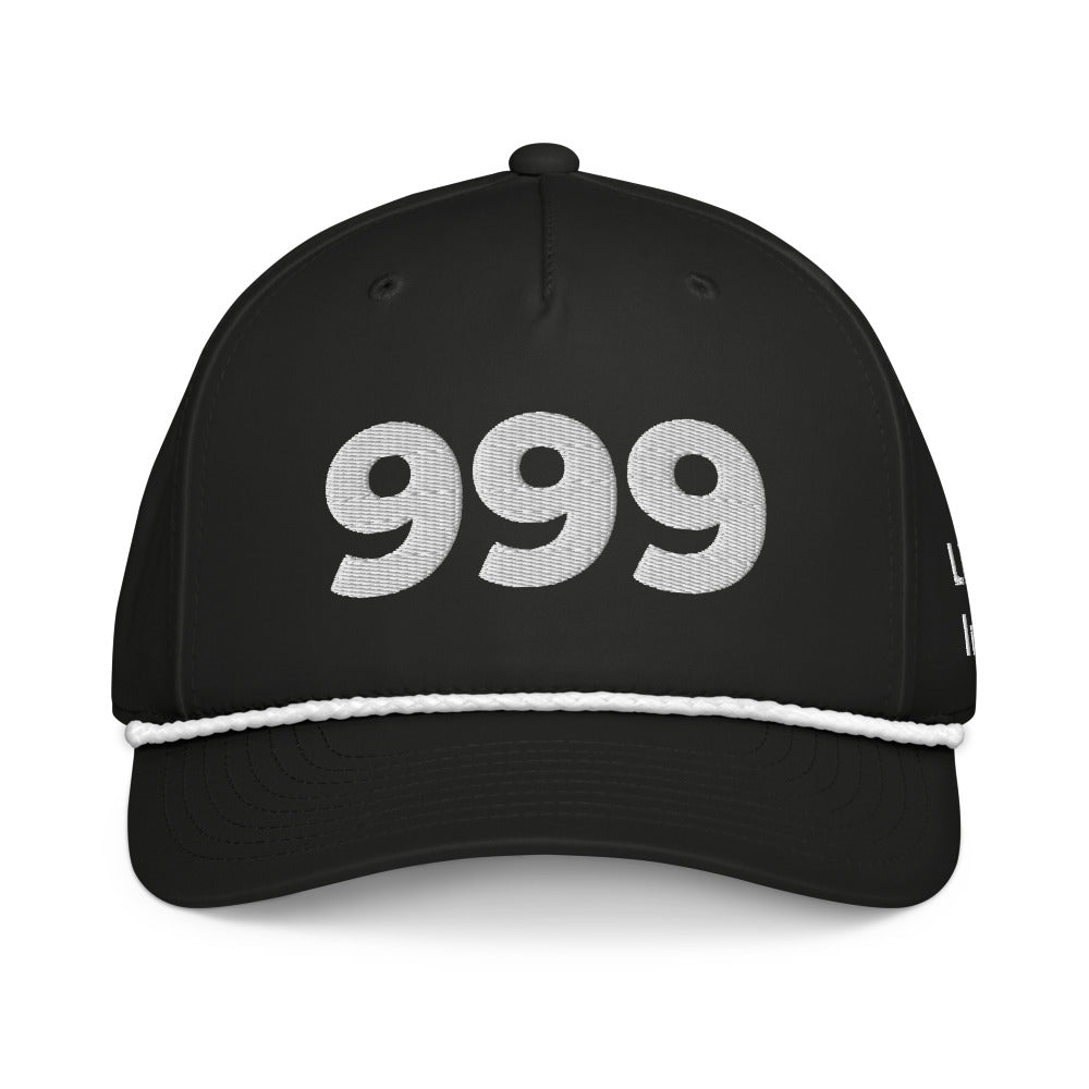 Angel Number 999 Classic Rope Cap, Black/White, front