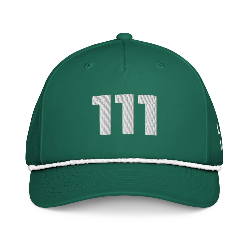 Angel Number 111 Classic Rope Cap, Kelly/White, front