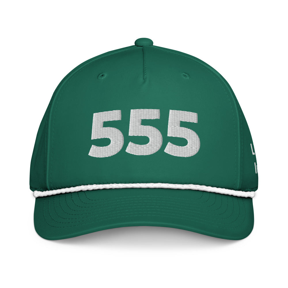 Angel Number 555 Classic Rope Cap, Kelly/White, front