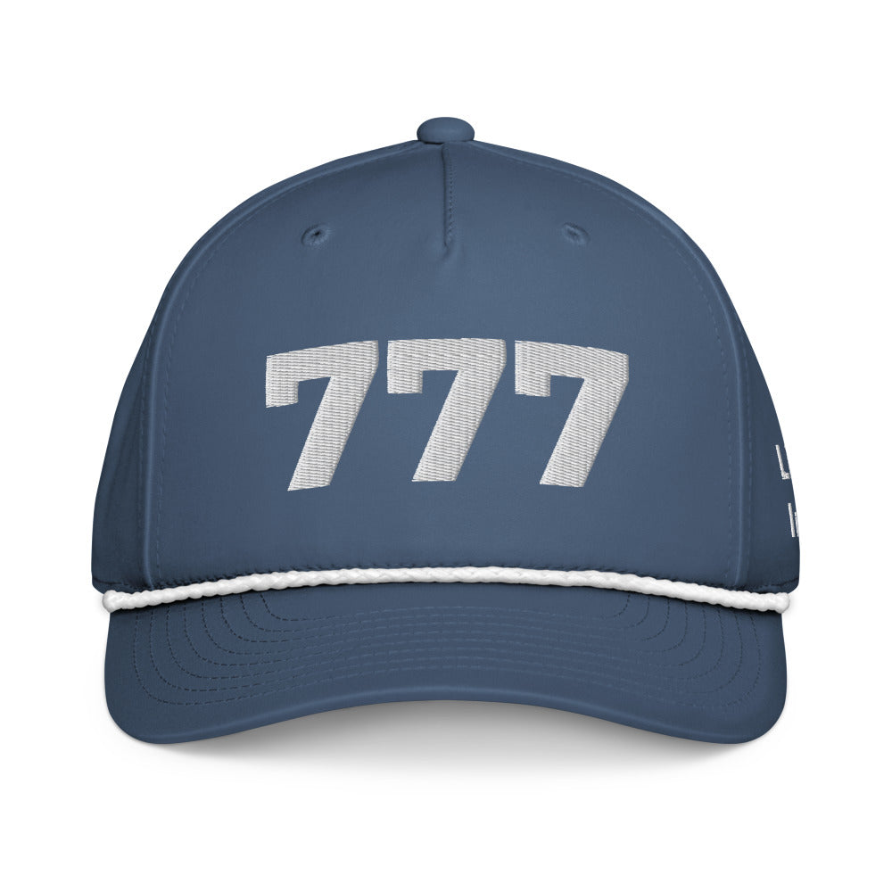 Angel Number 777 Classic Rope Cap, Light Blue/White, front
