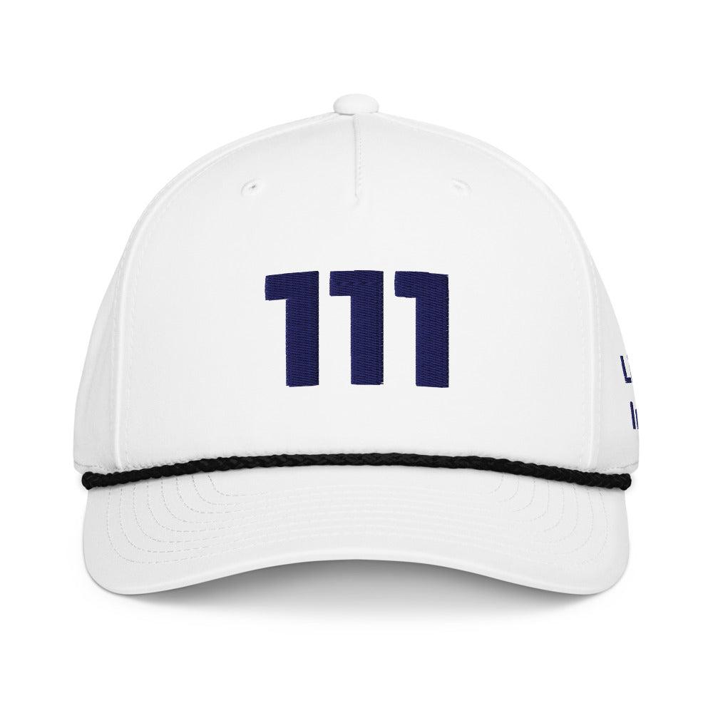 Angel Number 111 Classic Rope Cap, White/Black, front