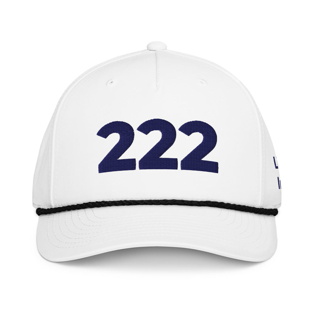 Angel Number 222 Classic Rope Cap, White/Black, front
