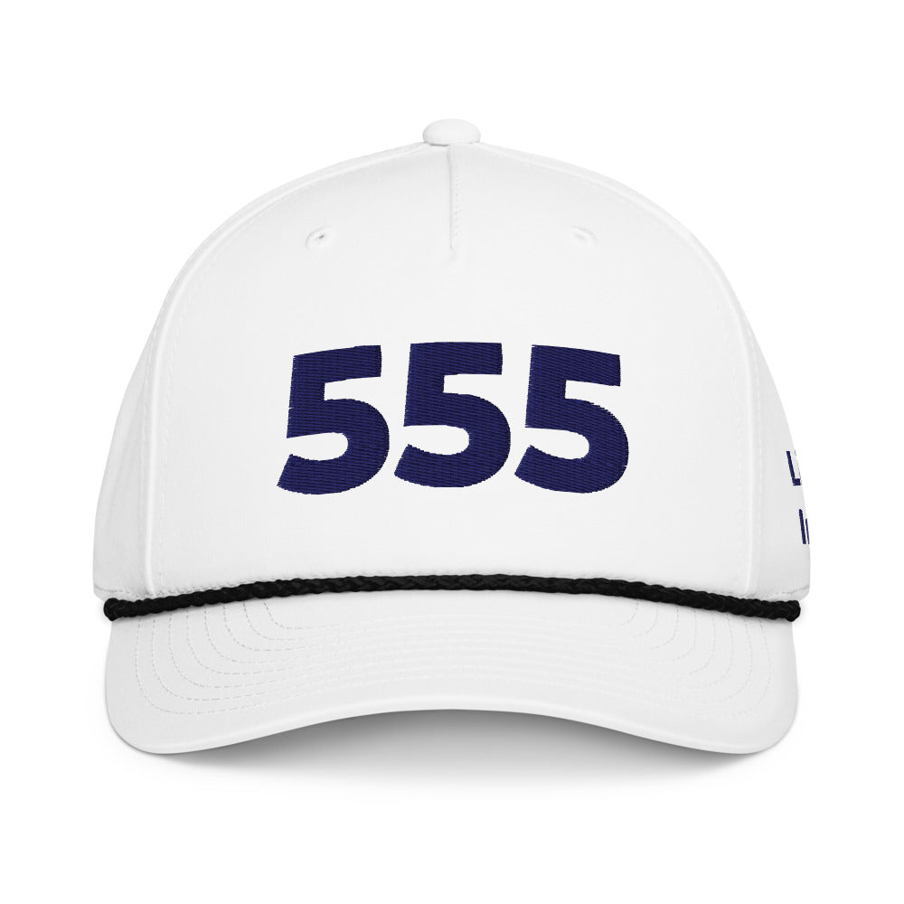 Angel Number 555 Classic Rope Cap, White/Black, front