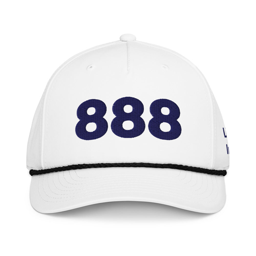 Angel Number 888 Classic Rope Cap, White/Black, front