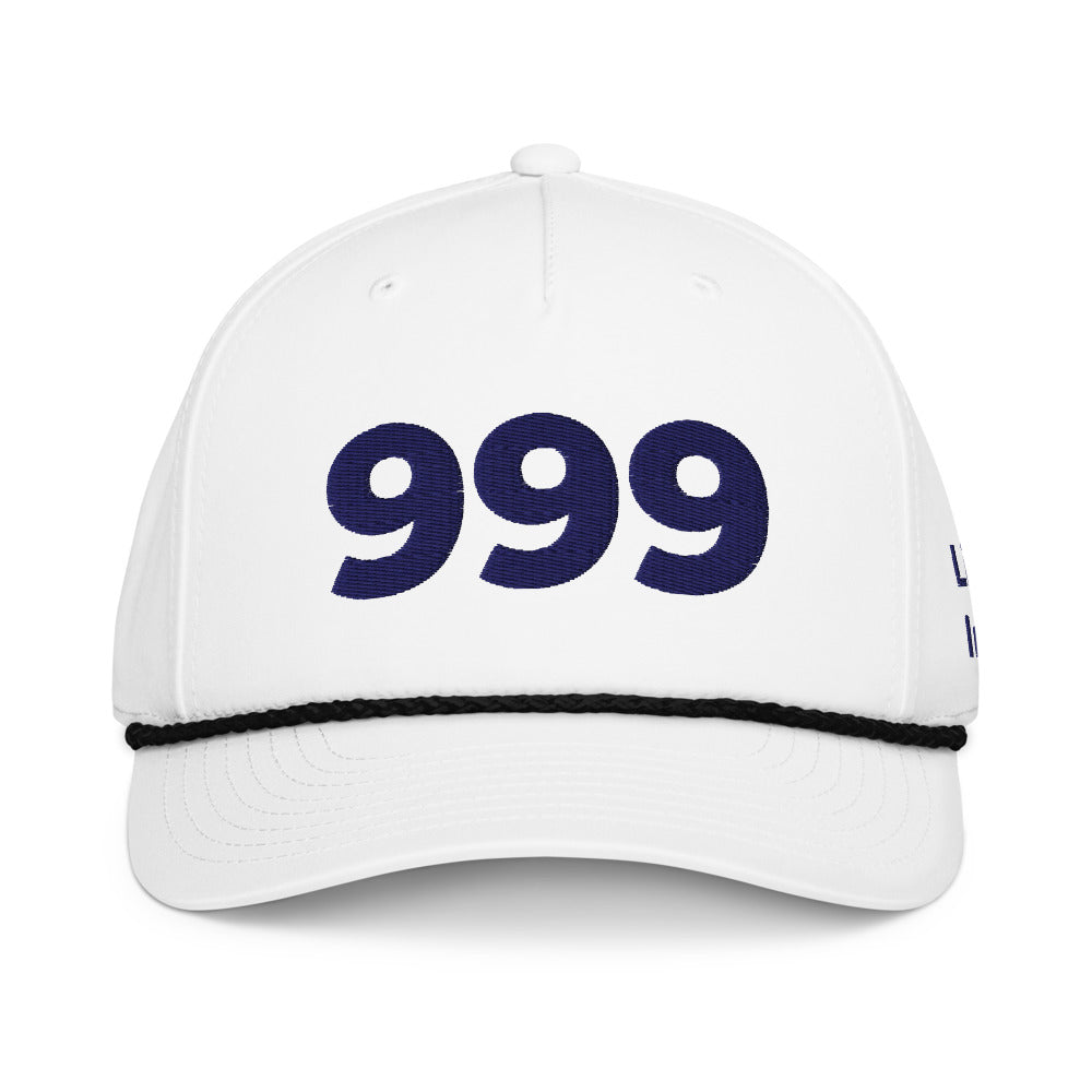 Angel Number 999 Classic Rope Cap, White/Black, front