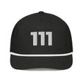 Angel Number 111 Golf Rope Cap, Black/White, front