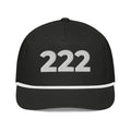 Angel Number 222 Golf Rope Cap, Black/White, front
