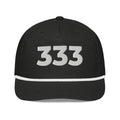 Angel Number 333 Golf Rope Cap, Black/White, front