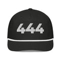 Angel Number 444 Golf Rope Cap, Black/White, front