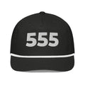 Angel Number 555 Golf Rope Cap, Black/White, front