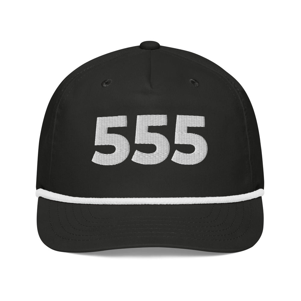 Angel Number 555 Golf Rope Cap, Black/White, front