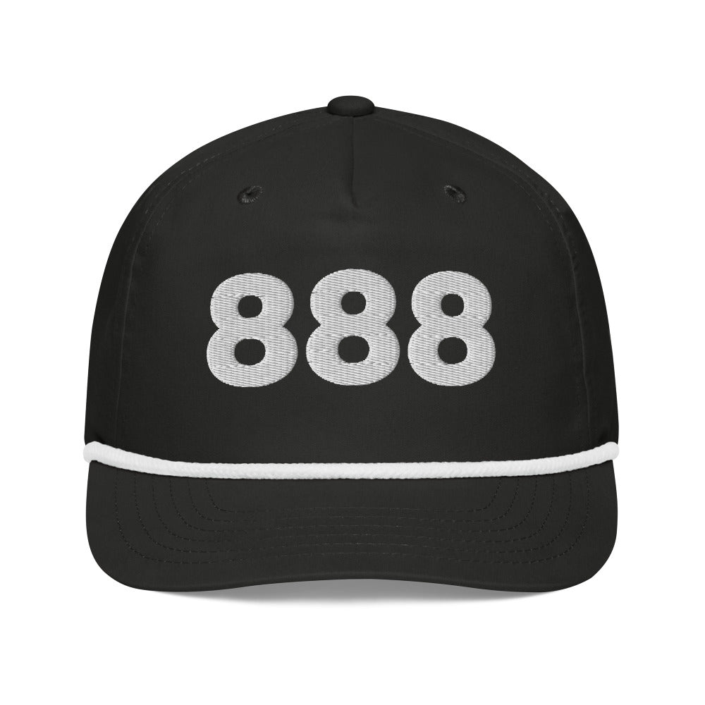 Angel Number 888 Golf Rope Cap, Black/White, front