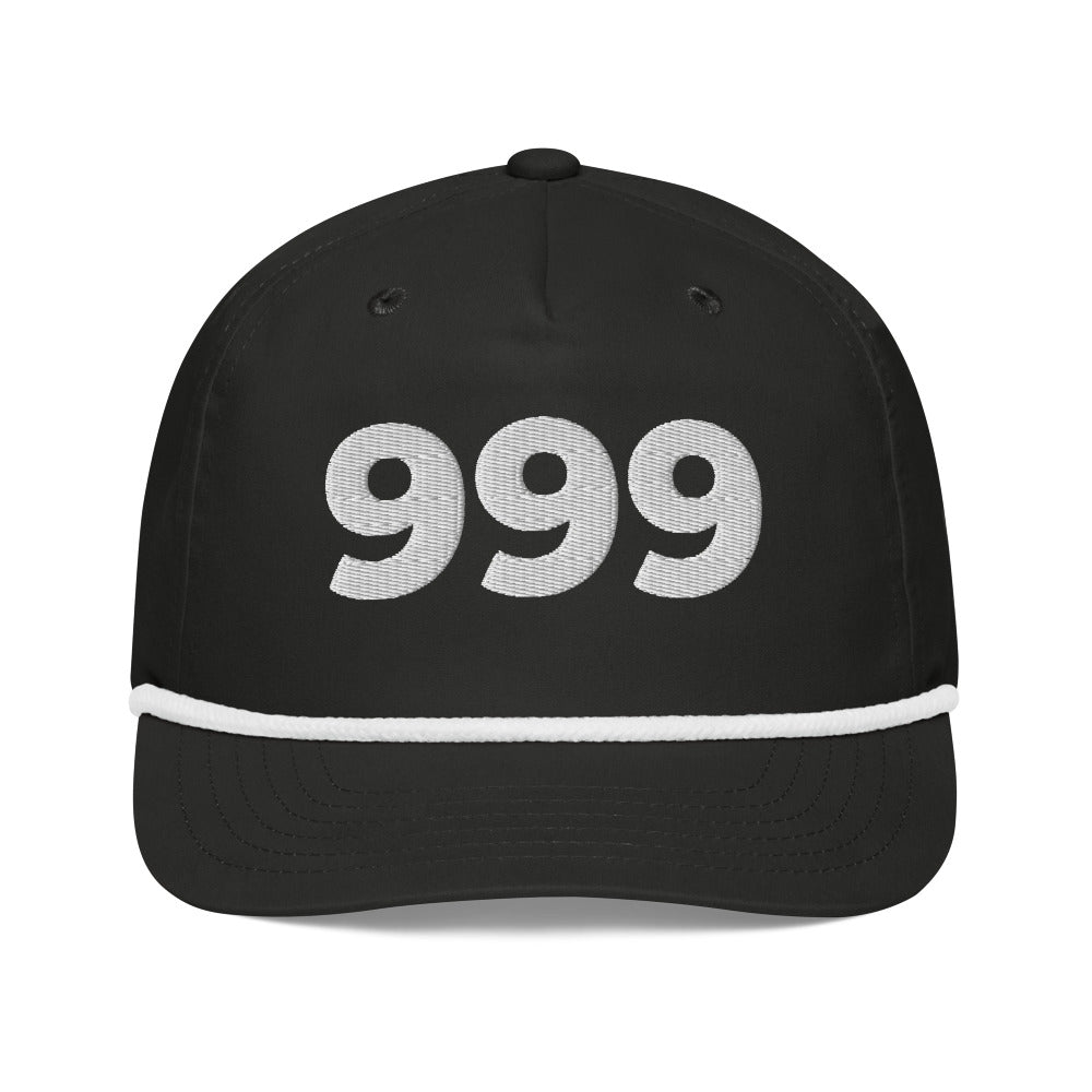 Angel Number 999 Golf Rope Cap, Black/White, front