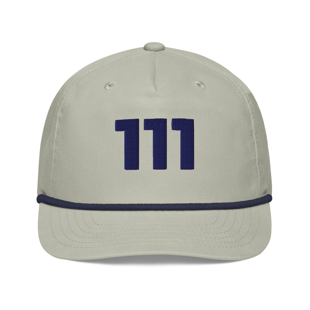 Angel Number 111 Golf Rope Cap, Lt Gray/Navy, front