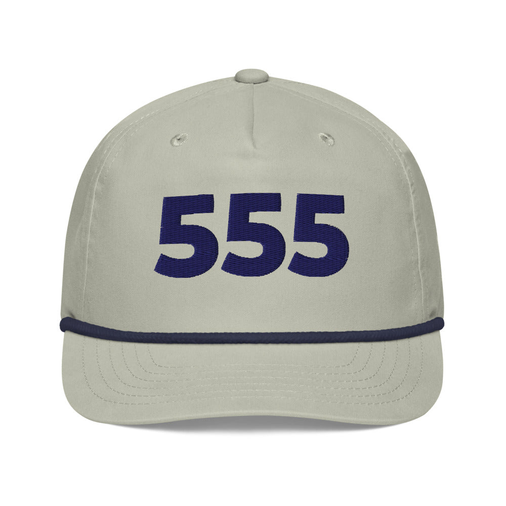 Angel Number 555 Golf Rope Cap, Lt Gray/Navy, front