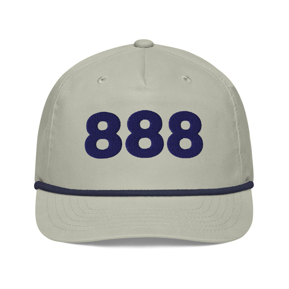 Angel Number 888 Golf Rope Cap, Lt Gray/Navy, front