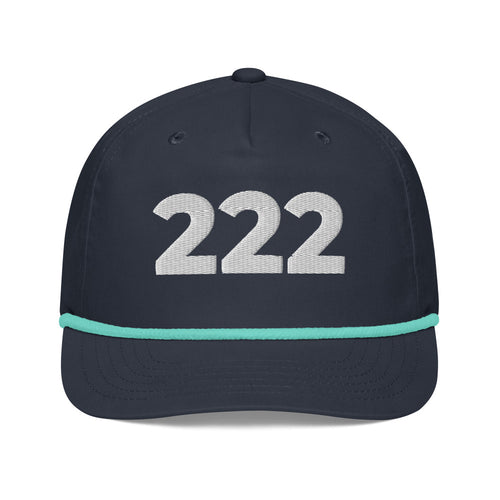 Angel Number 222 Golf Rope Cap, Navy/Mint, front