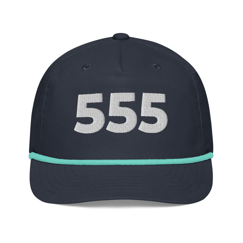 Angel Number 555 Golf Rope Cap, Navy/Mint, front