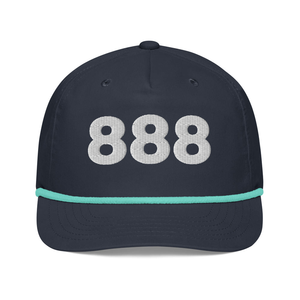 Angel Number 888 Golf Rope Cap, Navy/Mint, front