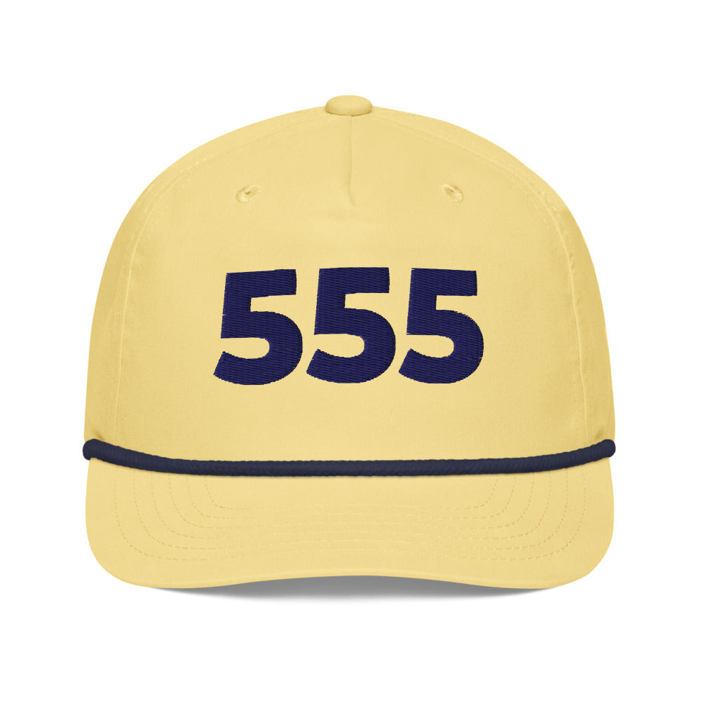 Angel Number 555 Golf Rope Cap, Yellow/Navy, front